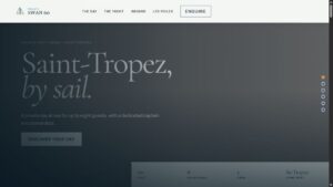 Screenshot van de Flyer Sailing-website met de Swan 60 bij Saint-Tropez